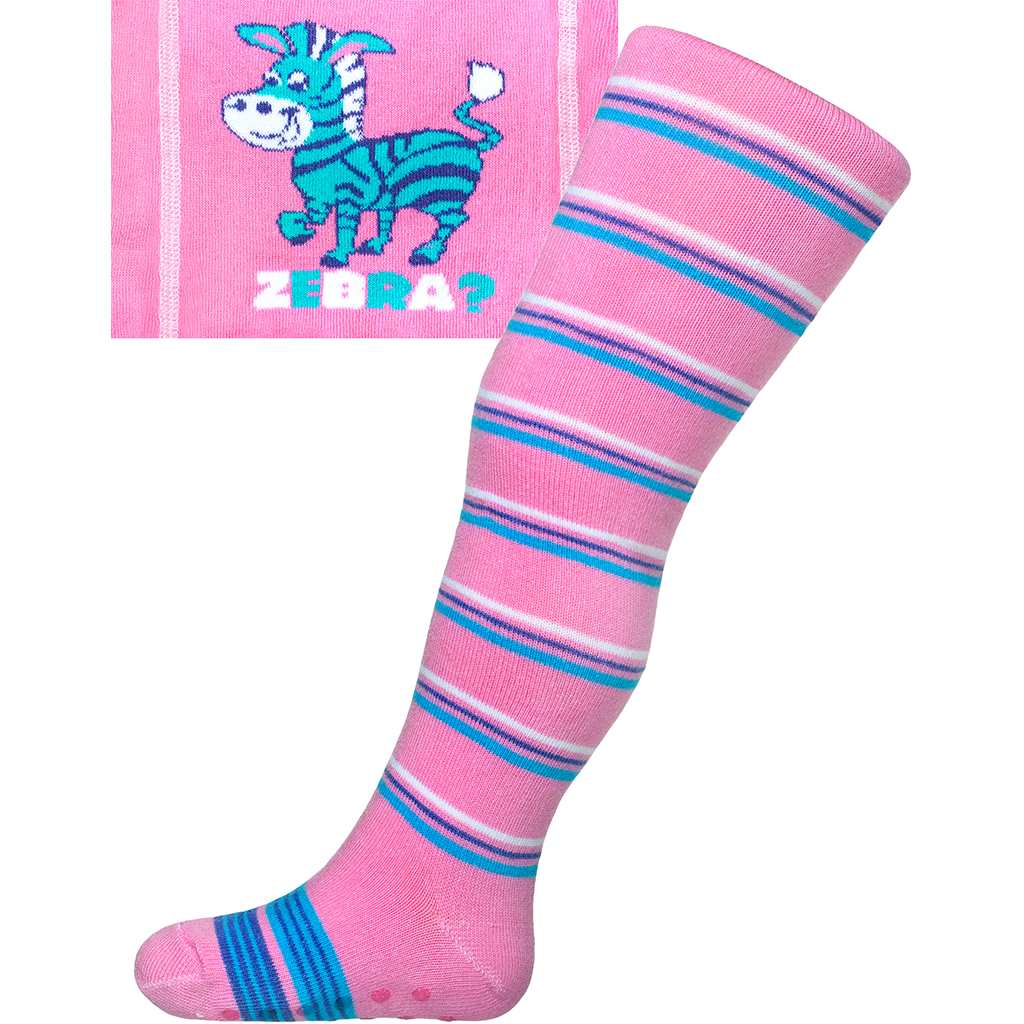 Bavlněné punčocháčky New Baby s ABS růžové zebra s pruhy Velikost: 104 (3-4r)