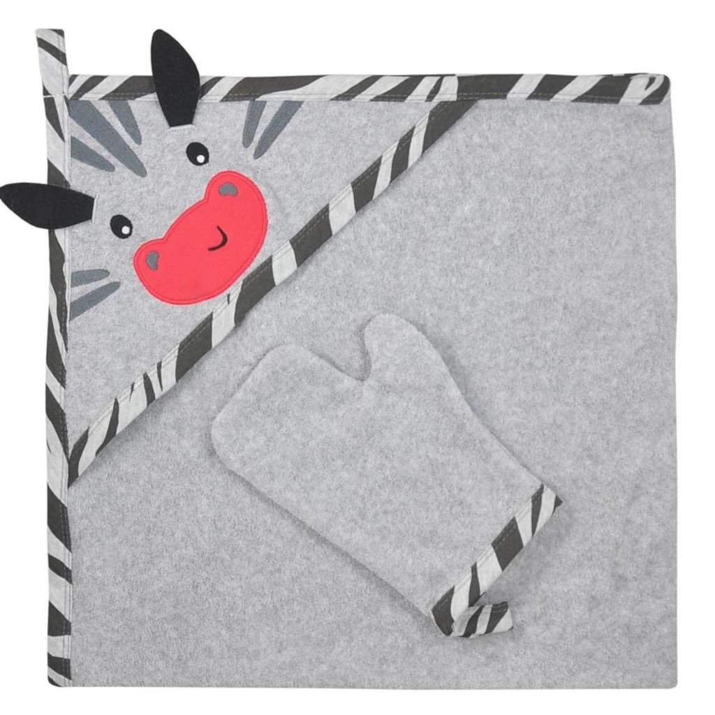 Dětská osuška s žínkou Koala Happy Zebra grey